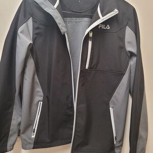 Fila zip up jacket, men's small, black, grey